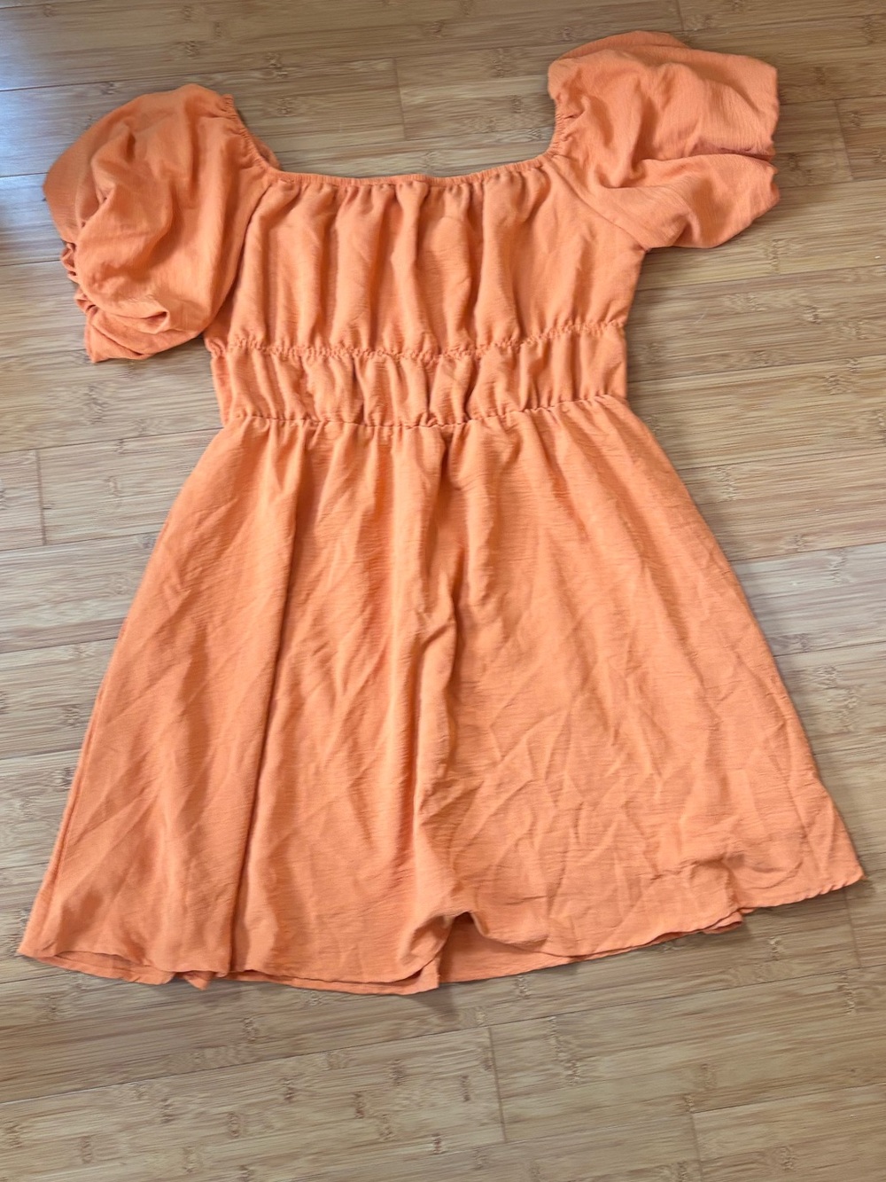 Orange Off the Shoulder Puff Sleeve Summer Dress size XL